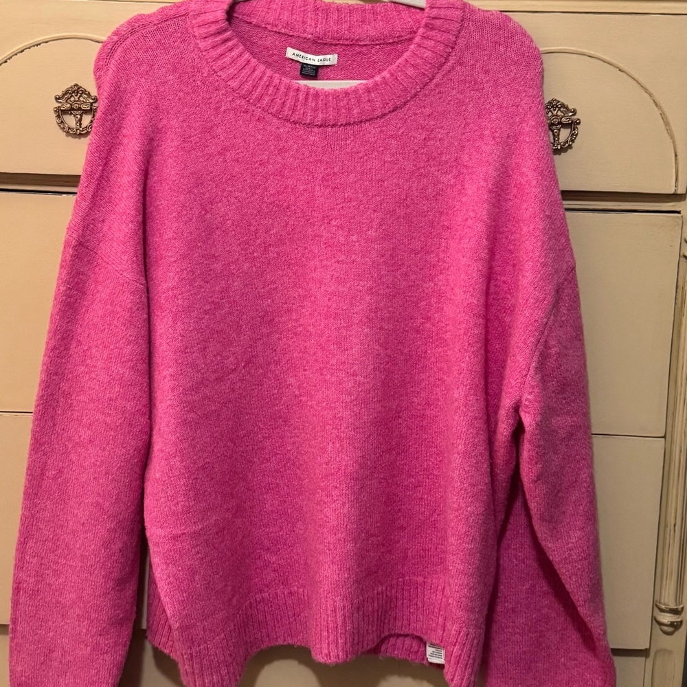 American Eagle Outfitters Fuchsia Crew Neck Sweater